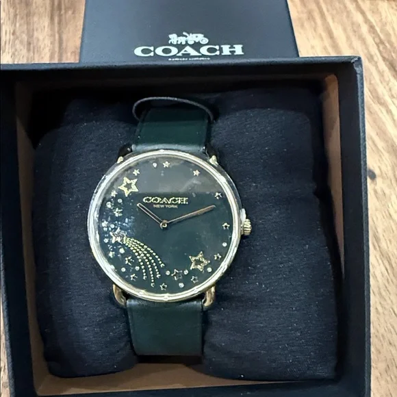 NWT Coach Watch with Green Strap and Gold Starry Face - Picture 2 of 9
